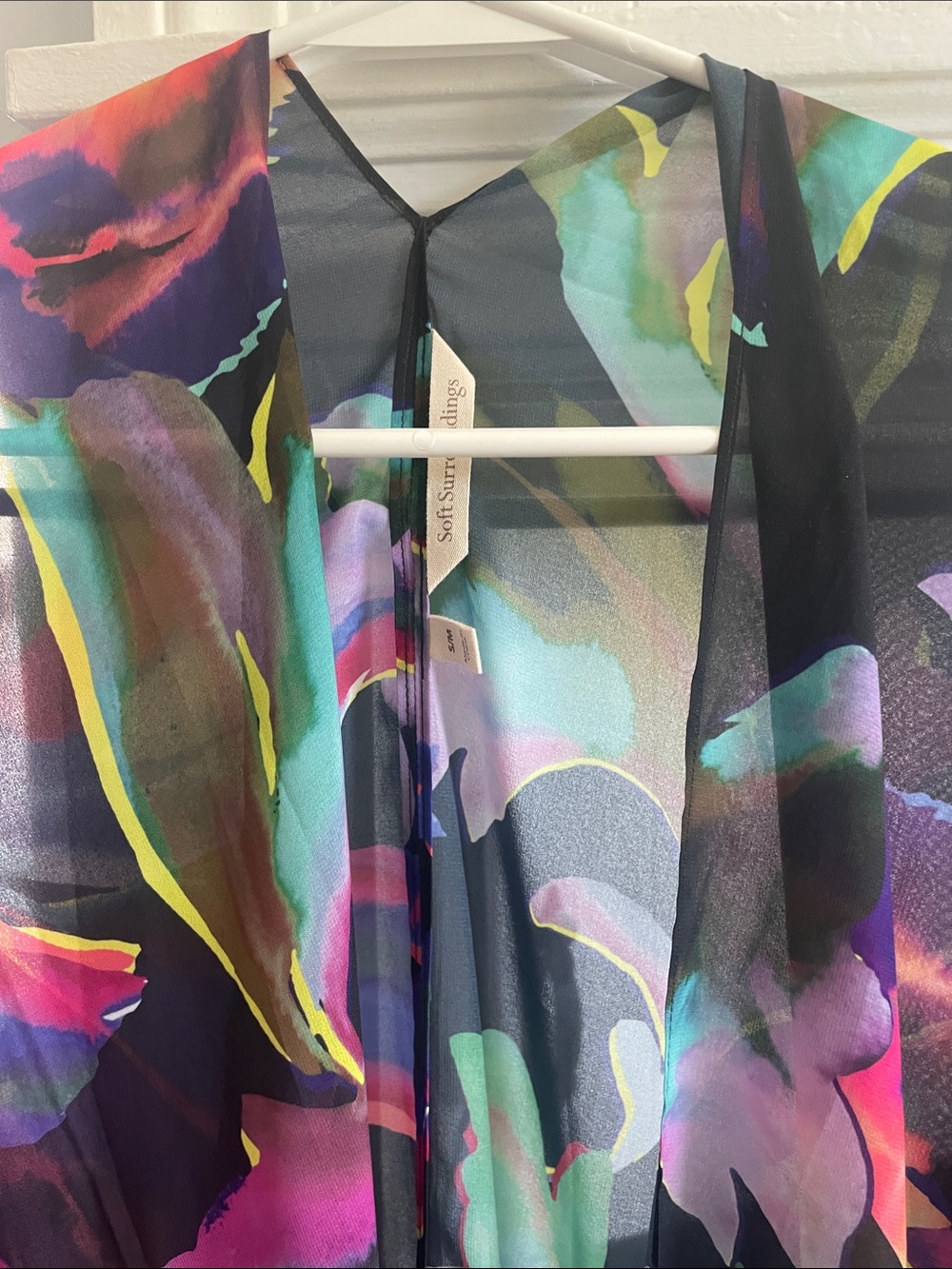 Sheer Floral Kimono Cover-Up in Multicolor from soft surroundings  NEW